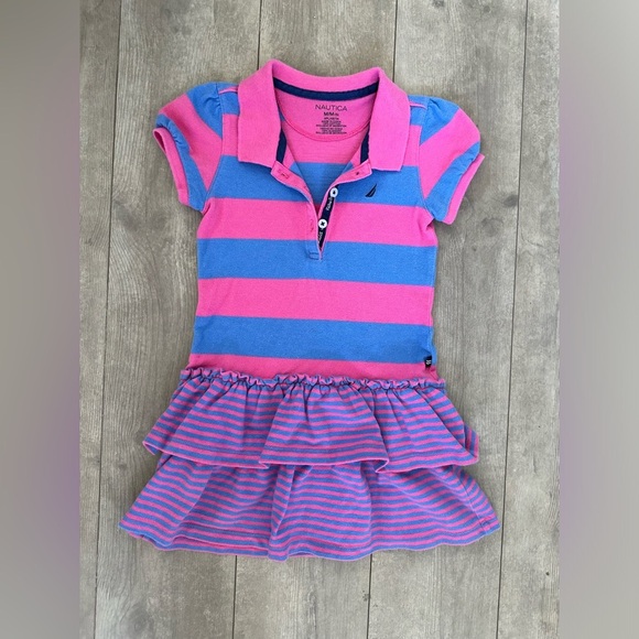 Nautica Other - Nautica Little Girls’ Ruffled Striped Polo Dress size Medium (5)